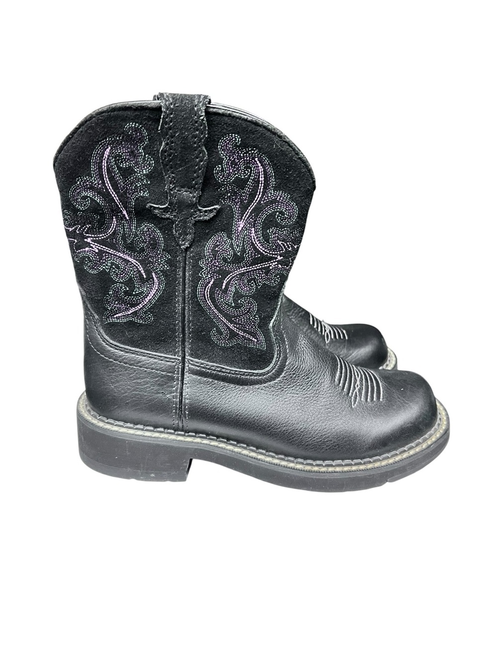 Ariat Fat Baby Boots Black Sz 6B Western Leather Rodeo Festival Embroidered
